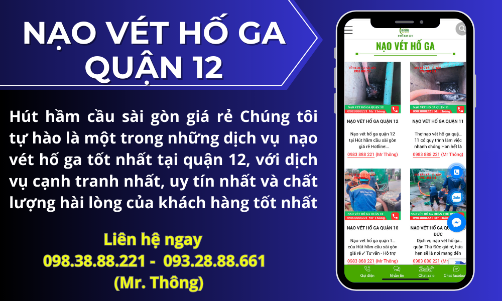 Nạo Vét Hố Ga Quận 12 - Hút hầm cầu sài gòn giá rẻ